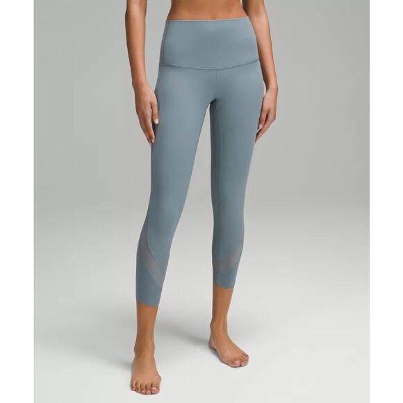 Lululemon wunder under crop leggings scallop HR blue - Picture 1 of 9